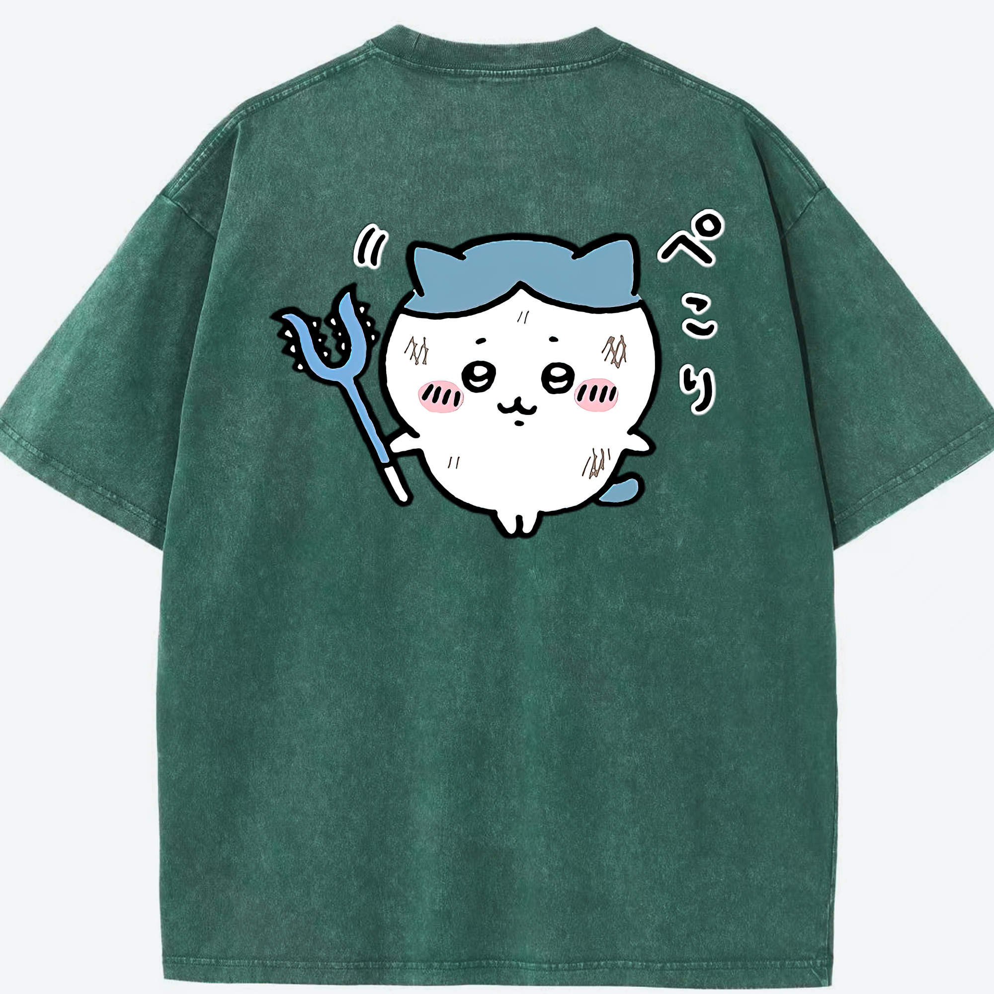 （画像用） ちいかわ ハチワレ Chii-kawa hachiware 綿100% ヴィンテージ風 半袖Tシャツ（背面プリント）